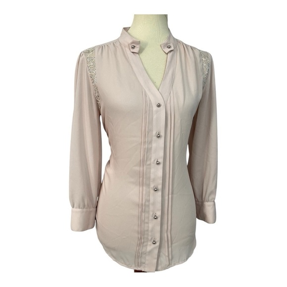 Anthropologie Moulinette Soeurs Coquette Lace Blouse Pink Top Girly Career Date - Picture 3 of 15